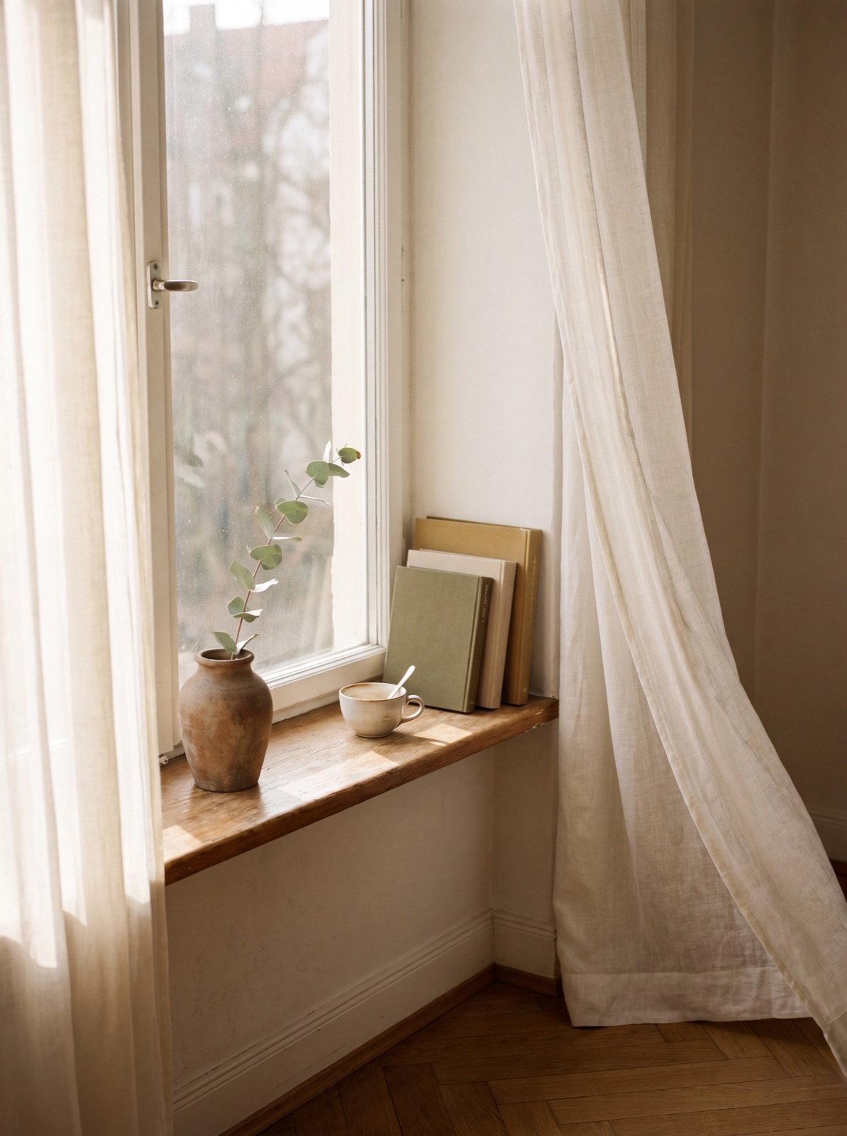 Atmosphäre · Fenster mit Eukalyptus